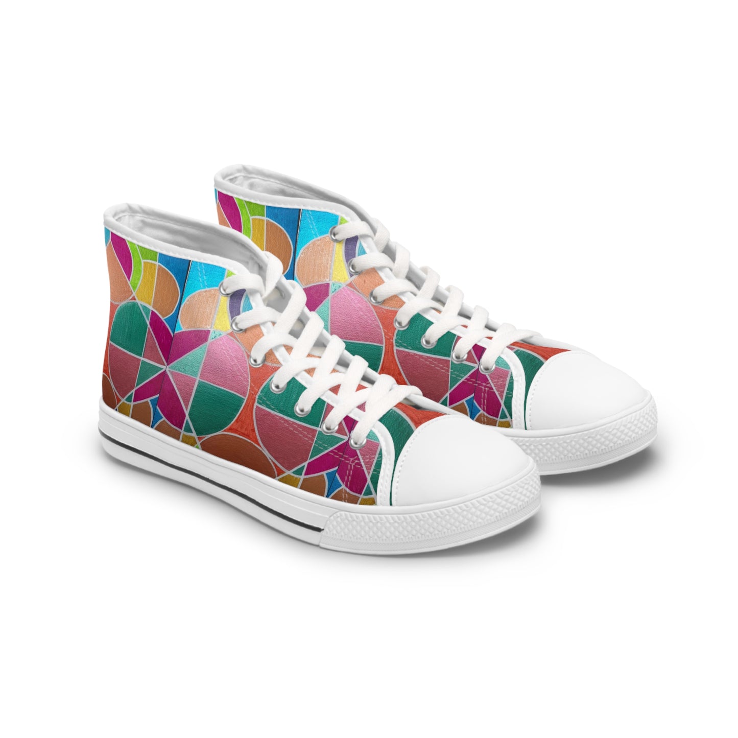 Colorful Geometric Mosaic Women's High Top Sneakers | Abstract Pattern