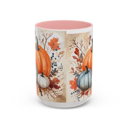 Pumpkin Fall Mug, Autumn Harvest Coffee Cup with Rustic Pumpkin Design