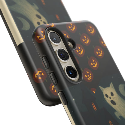 Phone Case, Halloween Haunted House Cat Ghost  iPhone 16, 15, 14, Pixel 8, 6 Samsung Galaxy 25, 24, 23
