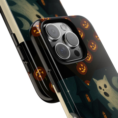 Phone Case, Halloween Haunted House Cat Ghost  iPhone 16, 15, 14, Pixel 8, 6 Samsung Galaxy 25, 24, 23