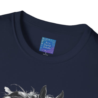 Black and White Horse Graphic T-Shirt Artistic Equestrian Tee