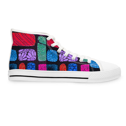 Colorful Brain Pattern High Top Sneakers | Womens High Tops, Psychedelic Grid Design