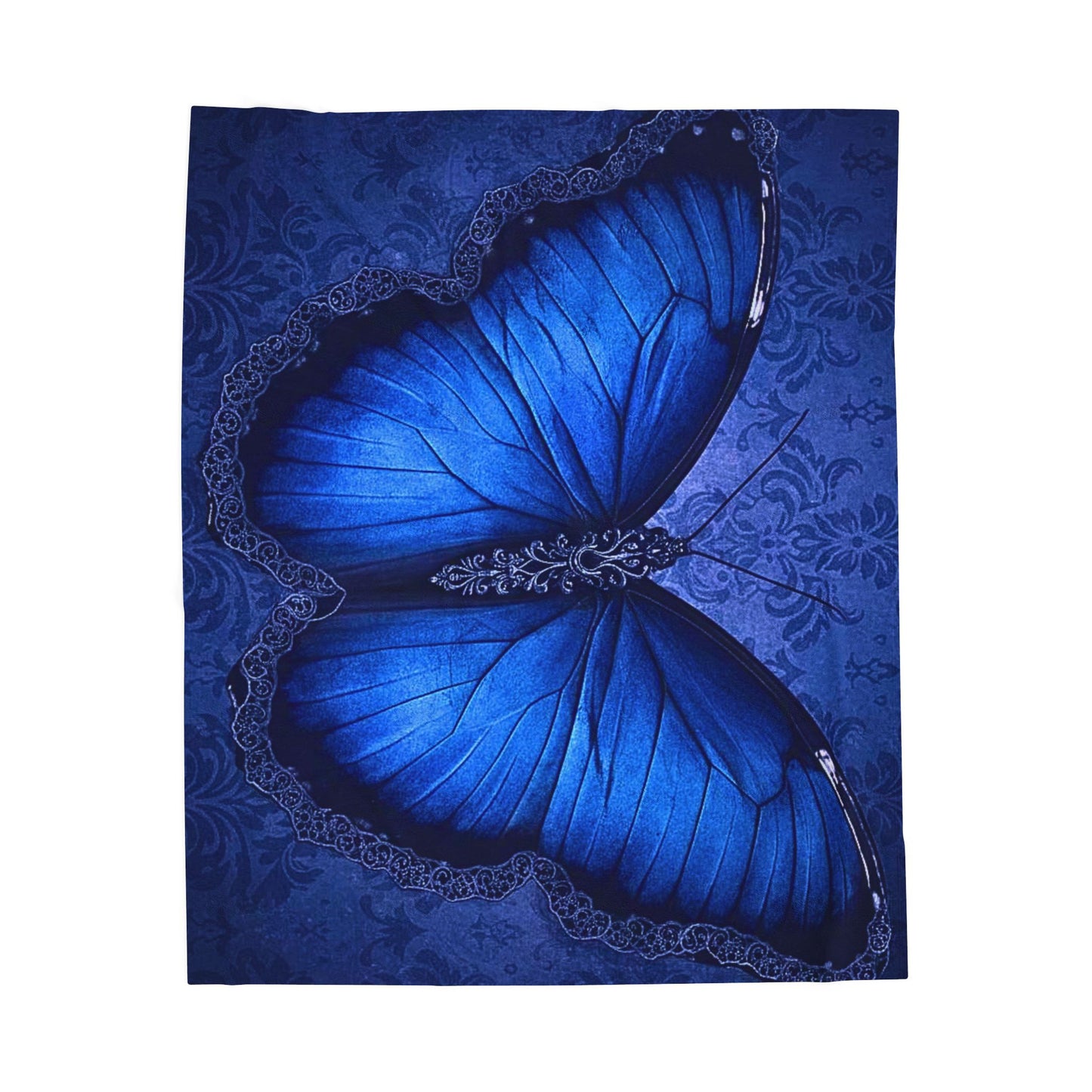 Blue Butterfly Plush Blanket | Gothic Nature Art Throw