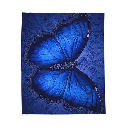 Blue Butterfly Plush Blanket | Gothic Nature Art Throw
