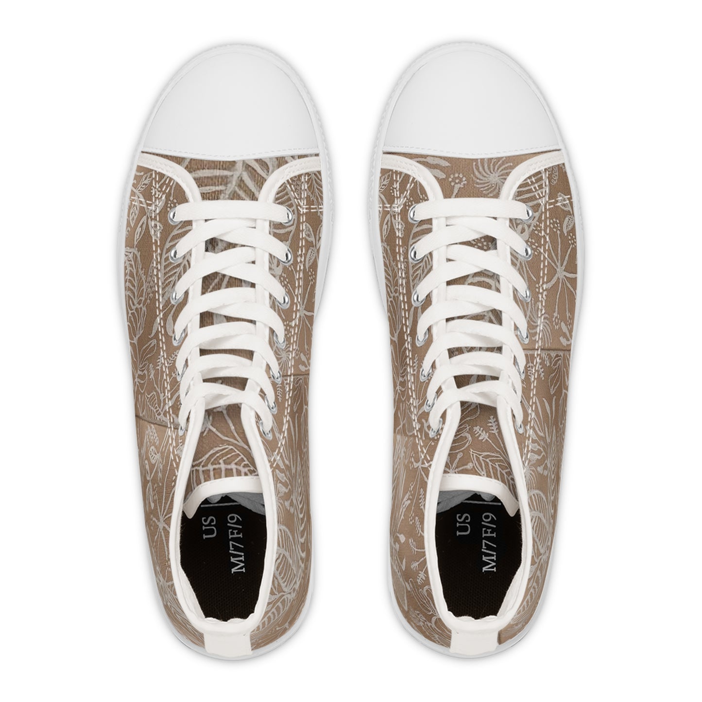 Tan Botanical Sneakers | Neutral Leaf High Top Shoes