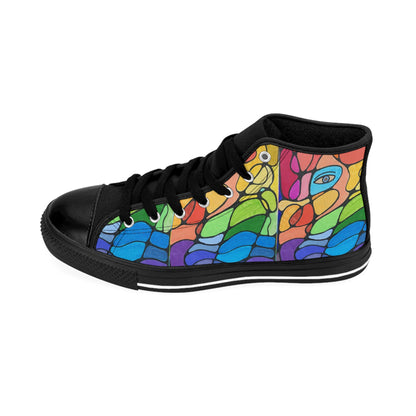 Rainbow Abstract Sneakers | Colorful Art High Top Shoes
