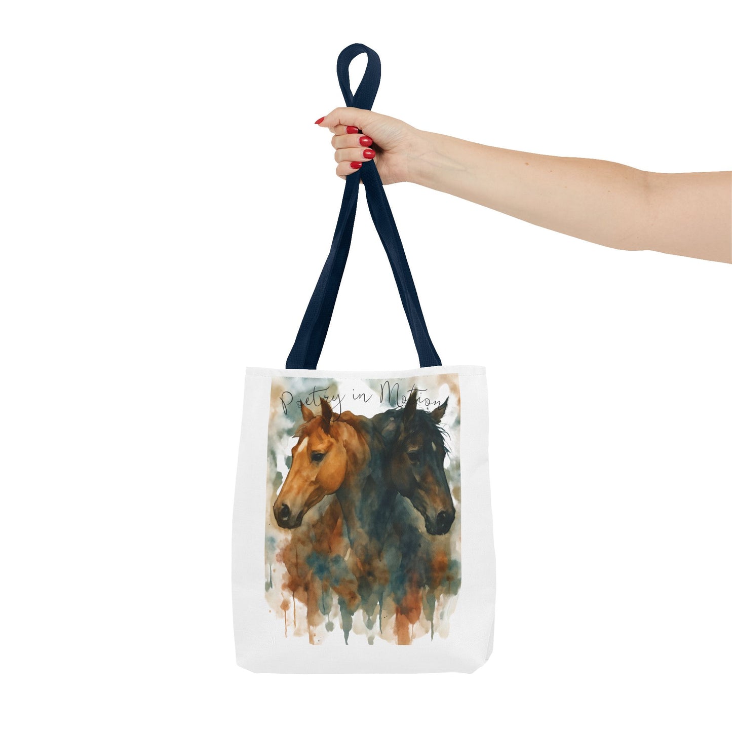 Horse Art Tote Bag, Watercolor Horses, Pretty in Motion