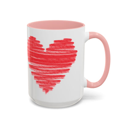 Red Scribble Heart Coffee Mug | Valentine Love Pattern Mug