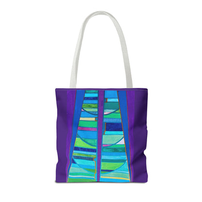 Abstract Blue Green Stained Glass Tote Bag