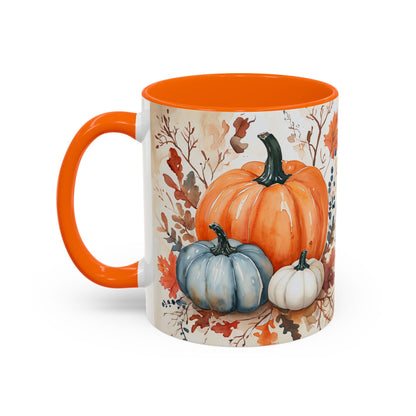 Pumpkin Fall Mug, Autumn Harvest Coffee Cup with Rustic Pumpkin Design