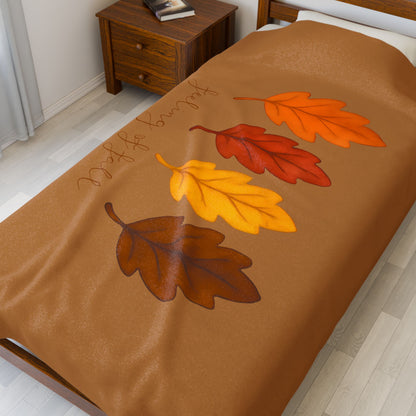 Feeling of Fall Blanket with Autumn Leaves, Cozy Fall Throw Blanket, Seasonal Fall Decor Bedding, Warm Autumn Home Blanket Gift