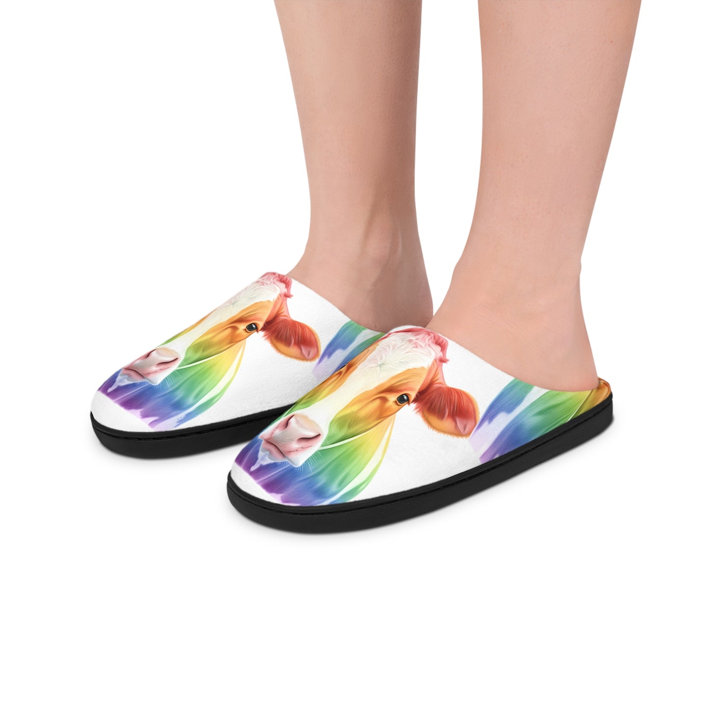 Rainbow Cow Slippers