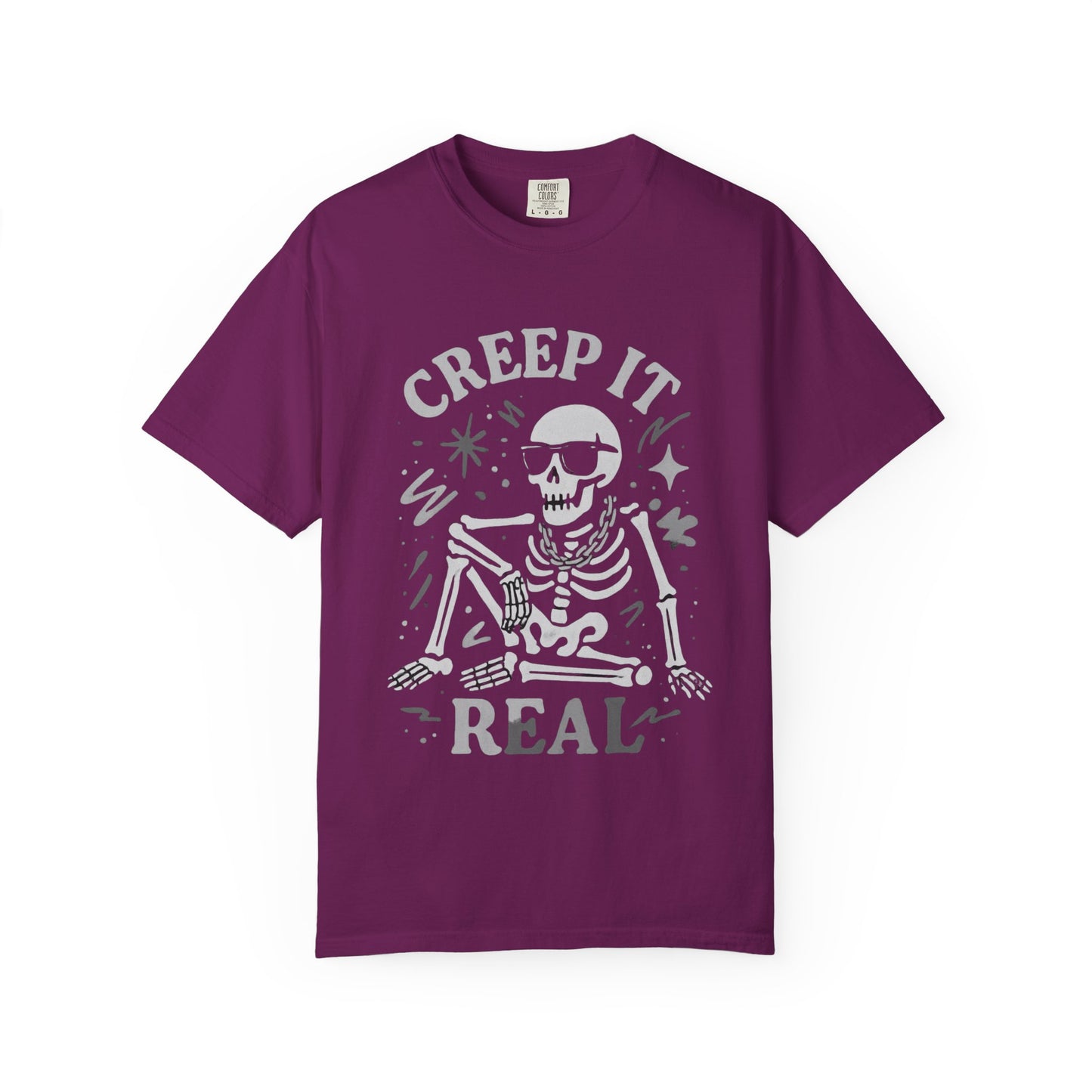 Creep It Real Skeleton T Shirt Funny Urban Halloween Graphic Tee Unisex Black Spooky T Shirt Unisex Garment Dyed  Tshirt Men Women
