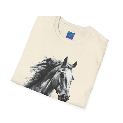 Black and White Horse Graphic T-Shirt Artistic Equestrian Tee