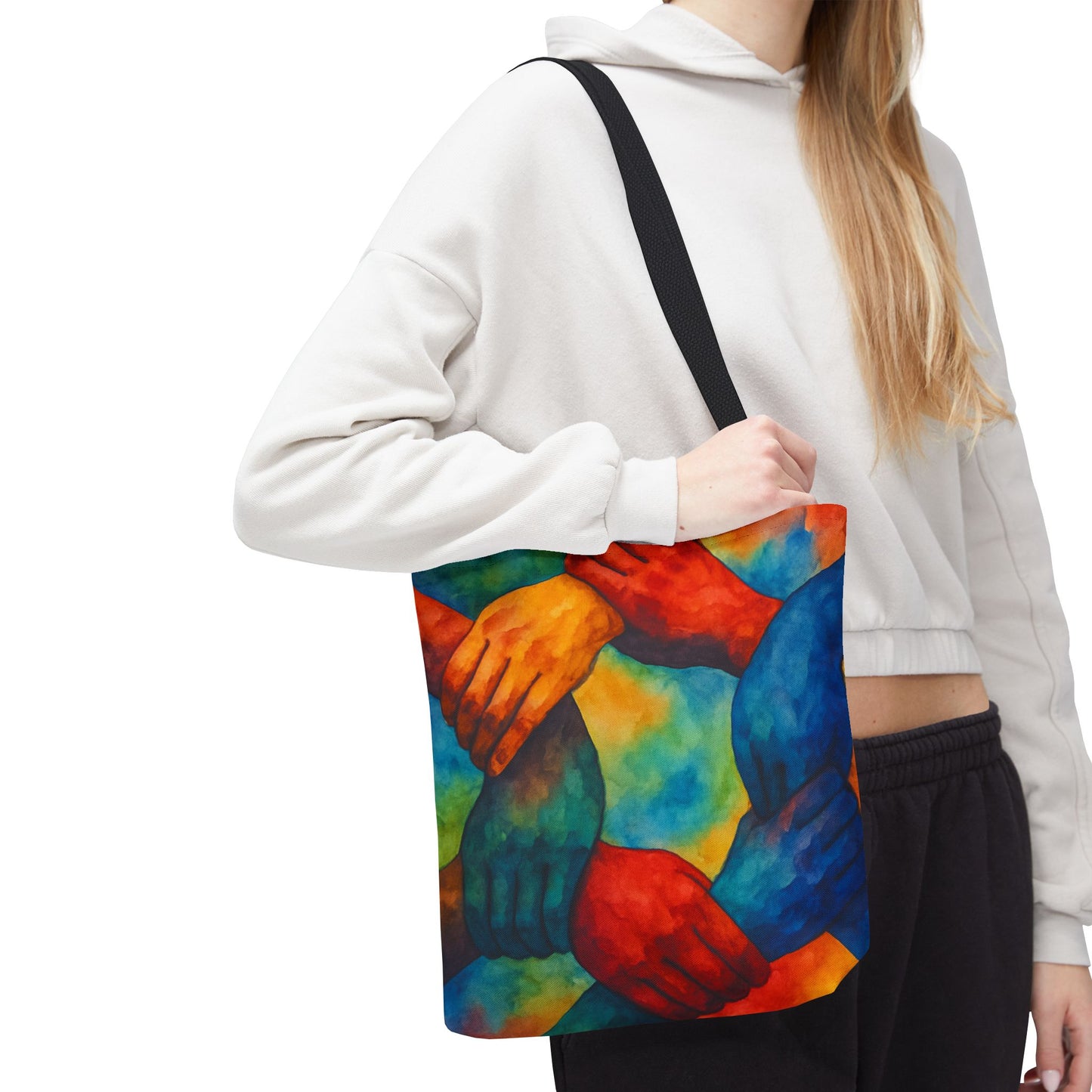 Unity Hands Tote Bag | Colorful Art Bag