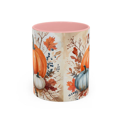 Pumpkin Fall Mug, Autumn Harvest Coffee Cup with Rustic Pumpkin Design