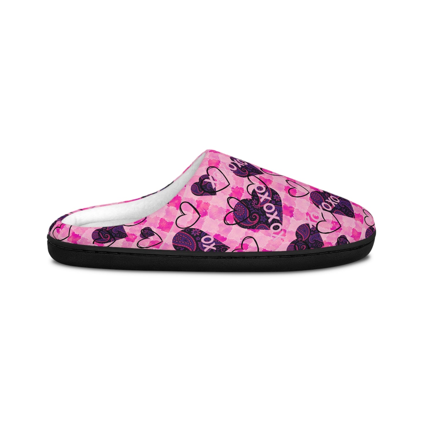 XOXO Heart Pattern Women's Indoor Slippers | Pink Valentine Cozy House Shoes