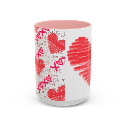Red Scribble Heart Coffee Mug | Valentine Love Pattern Mug