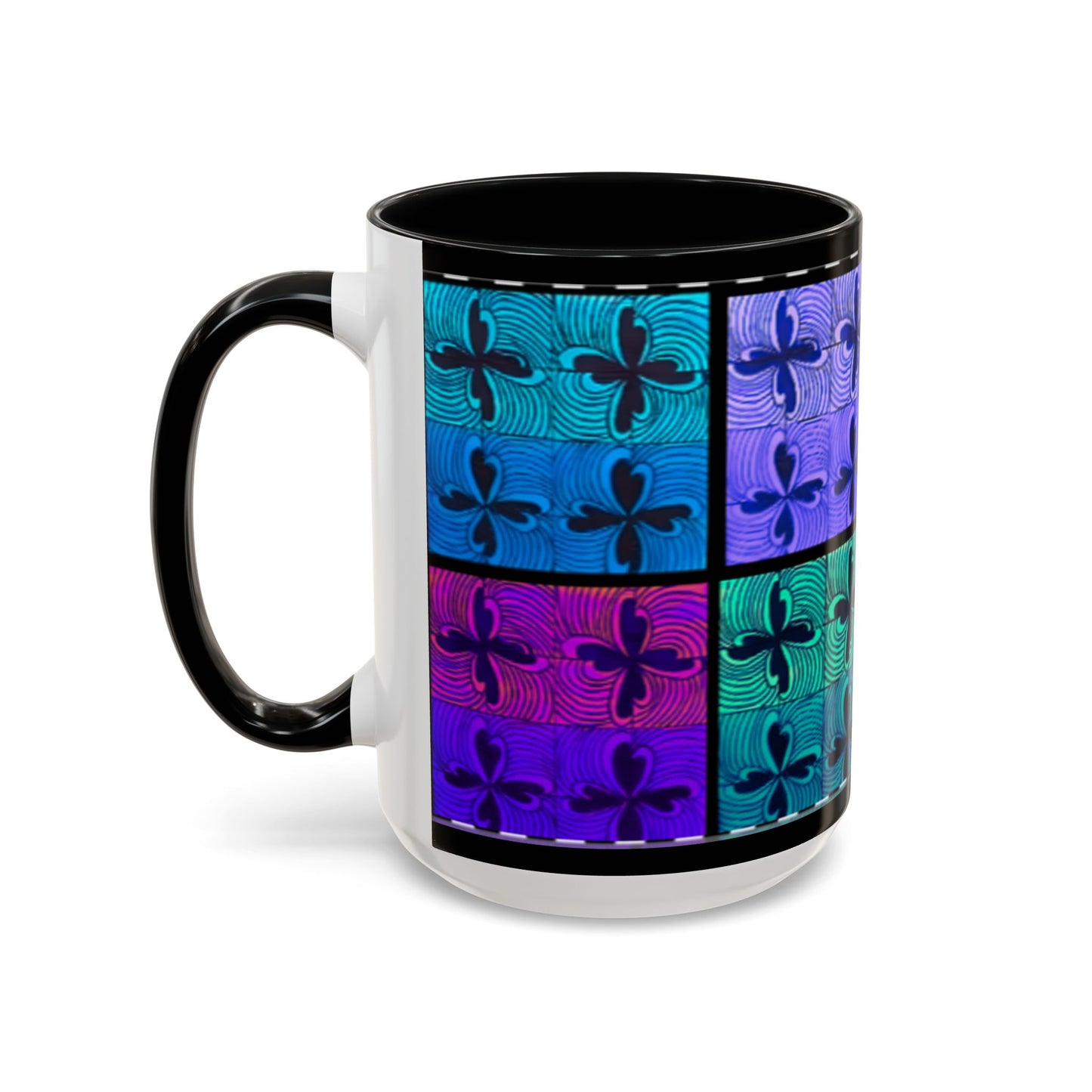 Blue Purple Tile Fleur-de-Lis Mug | Accent Coffee Mug