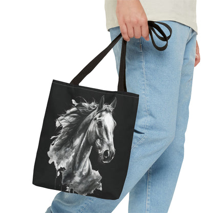 Black Horse Art Tote Bag | Bold Stallion Equestrian Gift