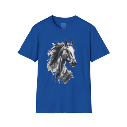 Black and White Horse Graphic T-Shirt Artistic Equestrian Tee