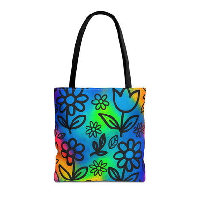 Rainbow Floral Tote Bag | Colorful Reusable Shopper