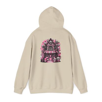 Haunted Candy Shop Hoodie Spooky Halloween Skull House Graphic Sweatshirt Unisex Heavy Blend™ Hooded Sweatshirt