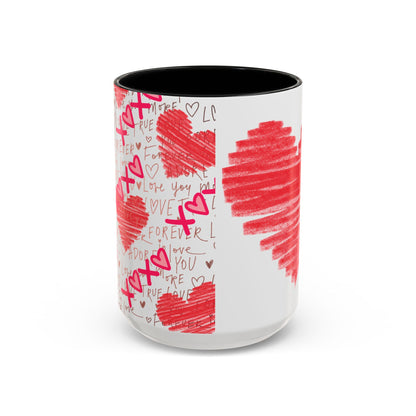Red Scribble Heart Coffee Mug | Valentine Love Pattern Mug