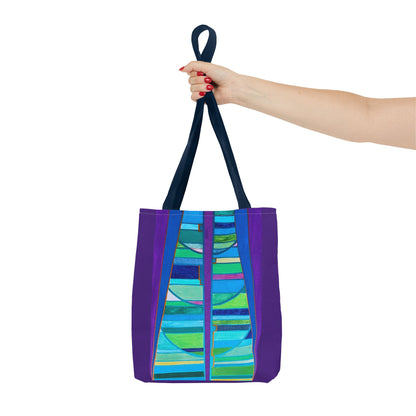 Abstract Blue Green Stained Glass Tote Bag
