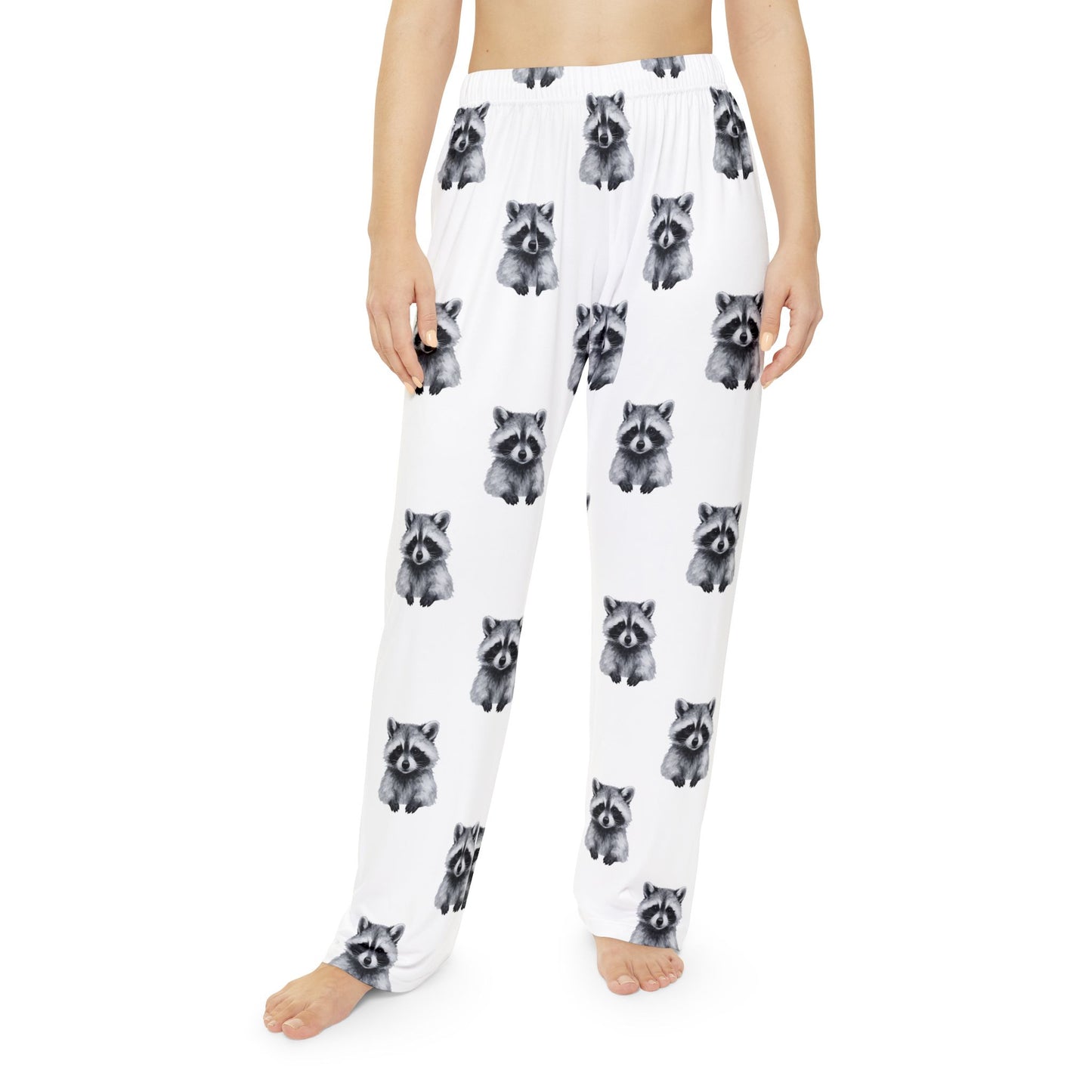 Raccoon Print Pajama Pants — Cute All-Over-Print Women’s Lounge Sleepwear