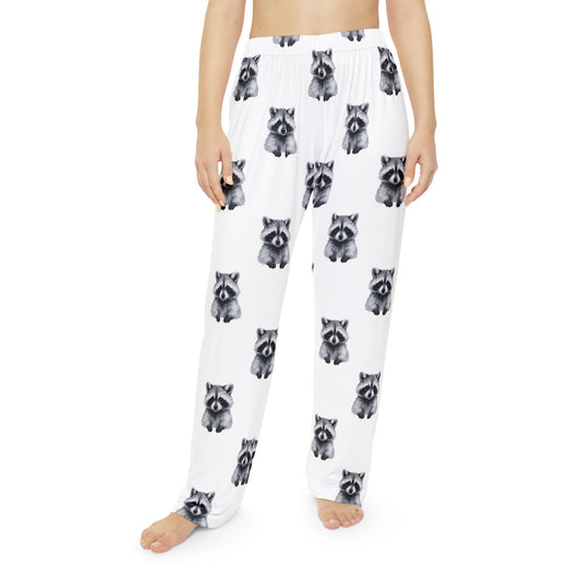 Raccoon Print Pajama Pants — Cute All-Over-Print Women’s Lounge Sleepwear