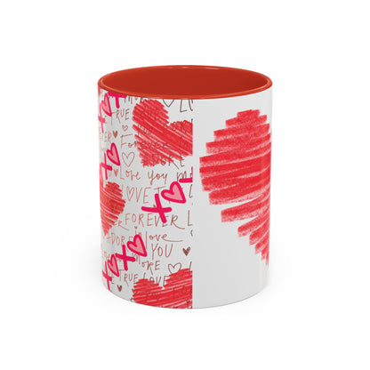 Red Scribble Heart Coffee Mug | Valentine Love Pattern Mug