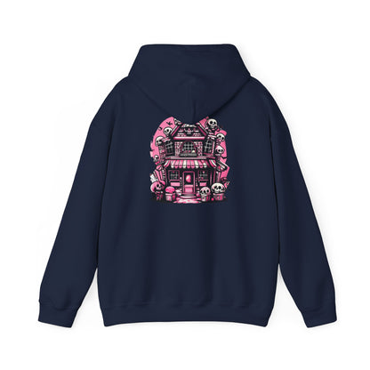 Haunted Candy Shop Hoodie Spooky Halloween Skull House Graphic Sweatshirt Unisex Heavy Blend™ Hooded Sweatshirt