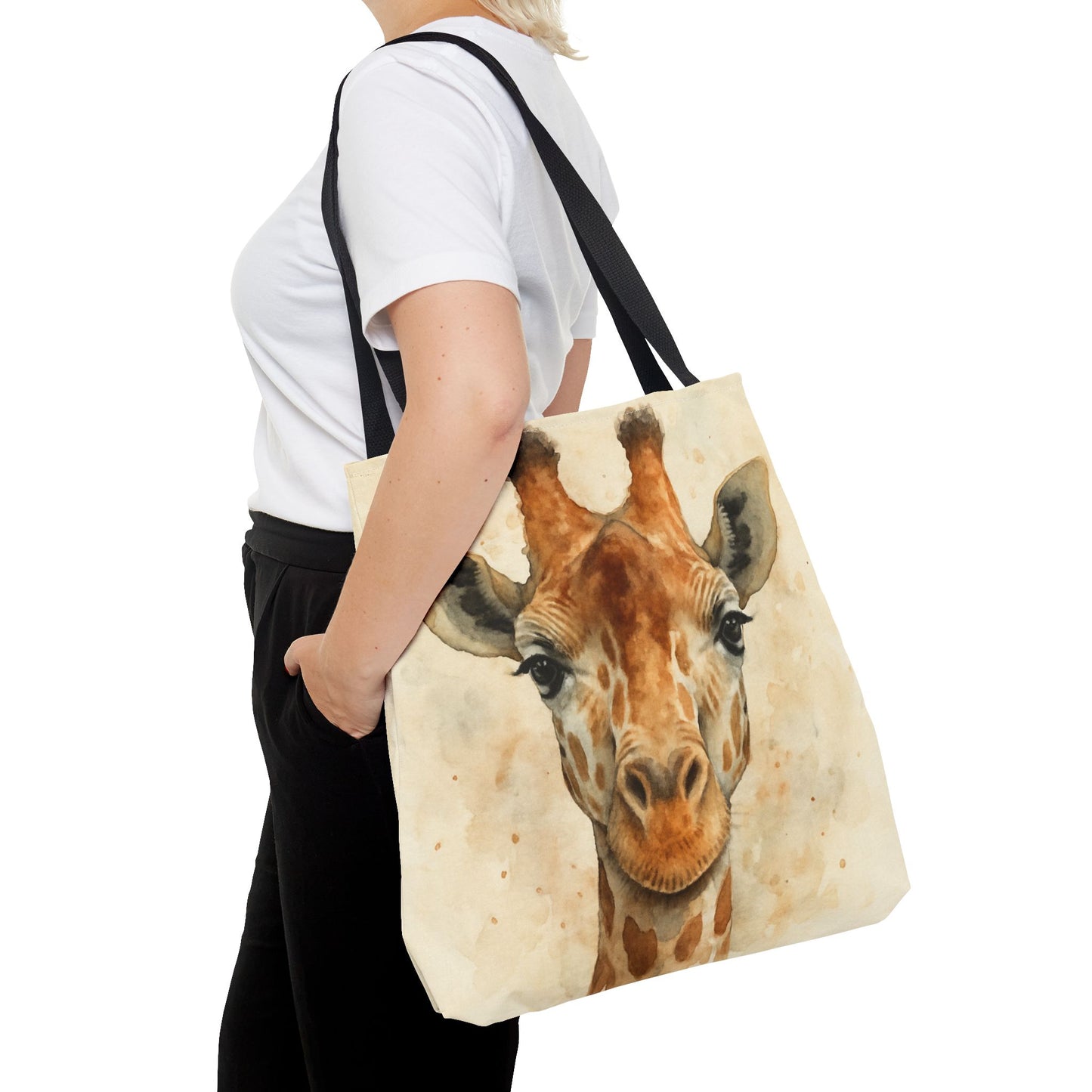 Watercolor Giraffe Face Tote | Animal Print Beach Bag