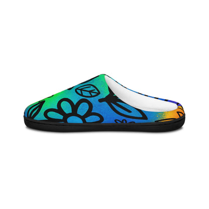 Rainbow Floral Slippers | Colorful Cozy Indoor Shoes