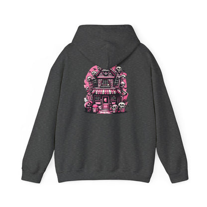 Haunted Candy Shop Hoodie Spooky Halloween Skull House Graphic Sweatshirt Unisex Heavy Blend™ Hooded Sweatshirt
