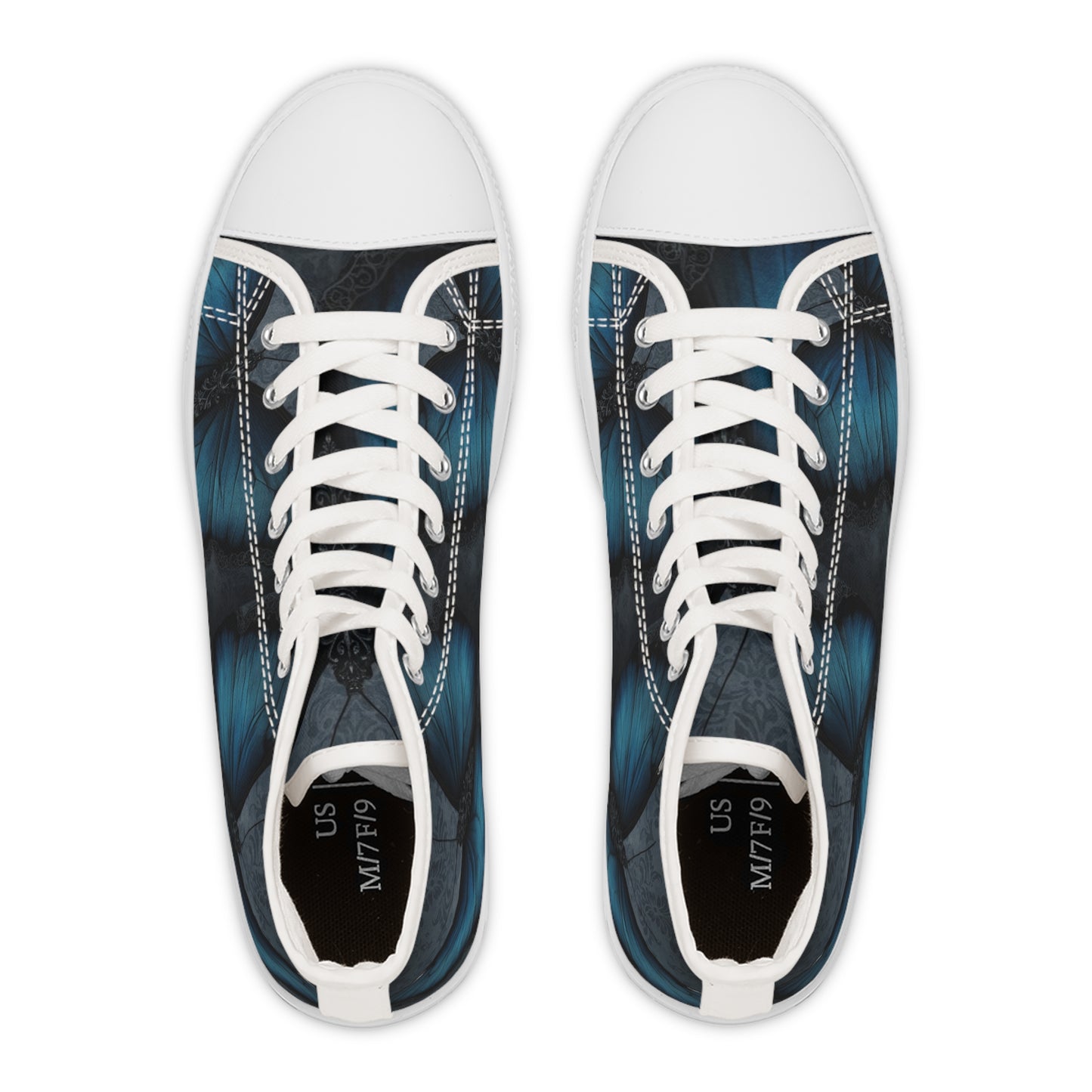 Blue Monarch Butterfly High Top Sneakers | Floral Wing Print Shoes