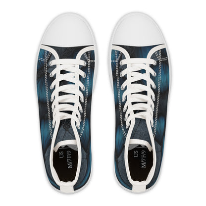 Blue Monarch Butterfly High Top Sneakers | Floral Wing Print Shoes