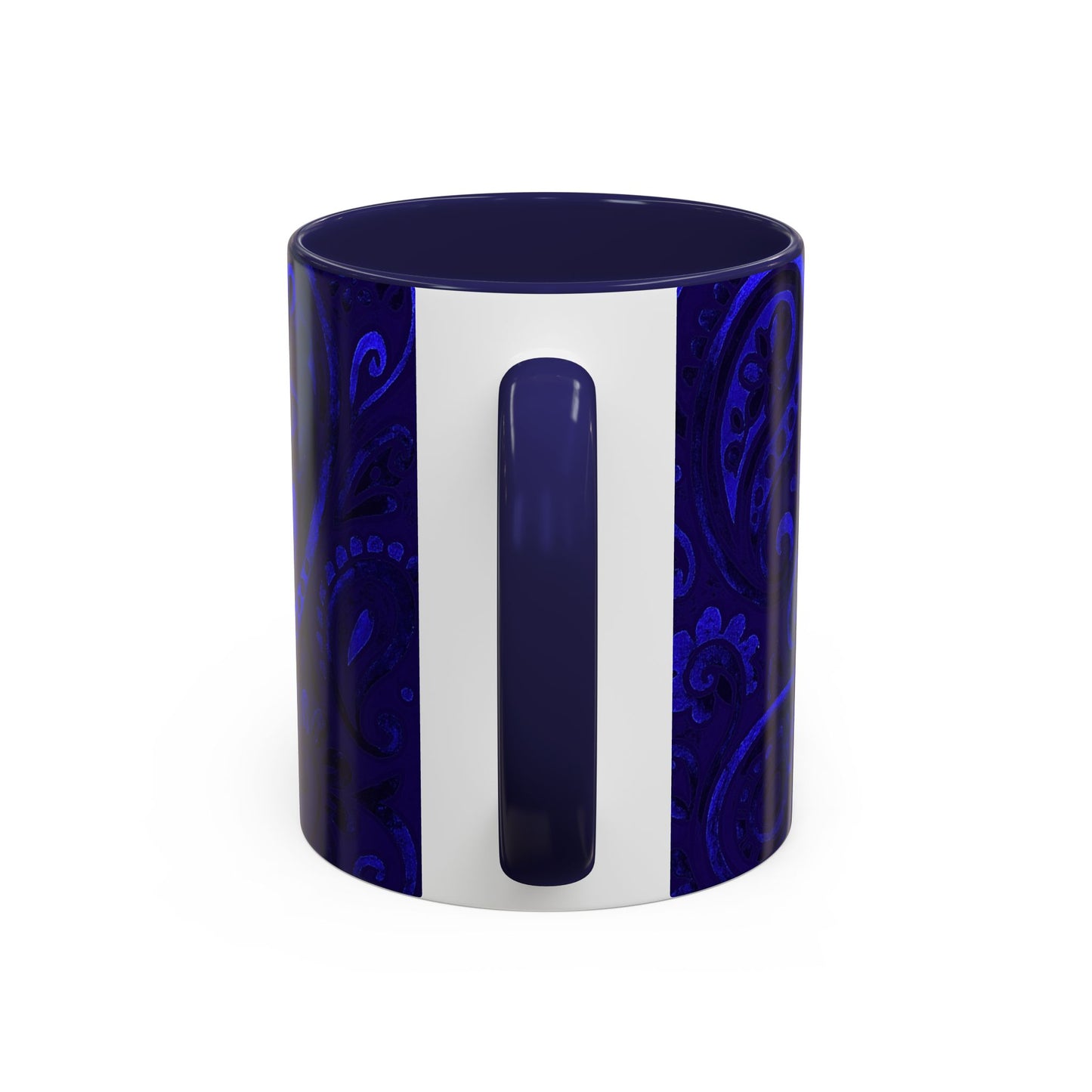 Blue Paisley Face Pattern Mug | Accent Coffee Mug