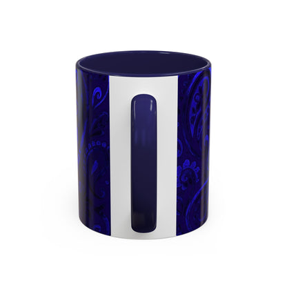 Blue Paisley Face Pattern Mug | Accent Coffee Mug