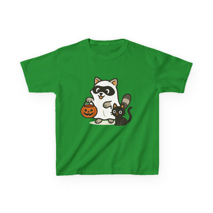 Cute Raccoon  Cat Halloween Shirt  Funny Trick or Treat Tee for Kids & Adults Kids Heavy Cotton™ Tee