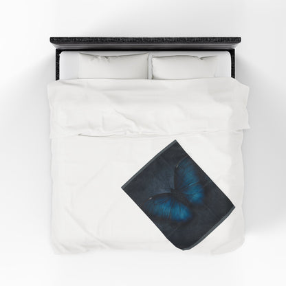 Blue Butterfly Plush Blanket | Gothic Nature Art Throw