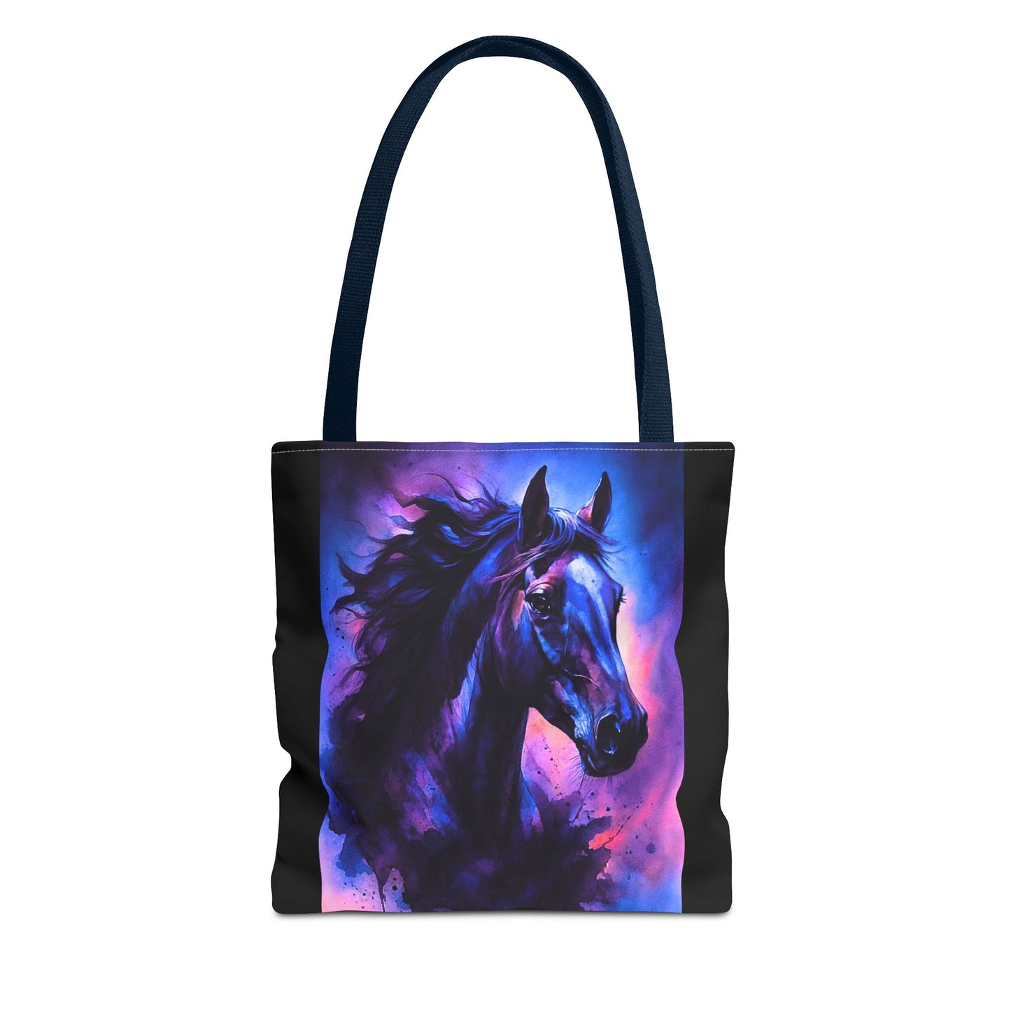 Bold Horse Tote Bag, Vibrant Blue & Purple Wild Spirit Artwork