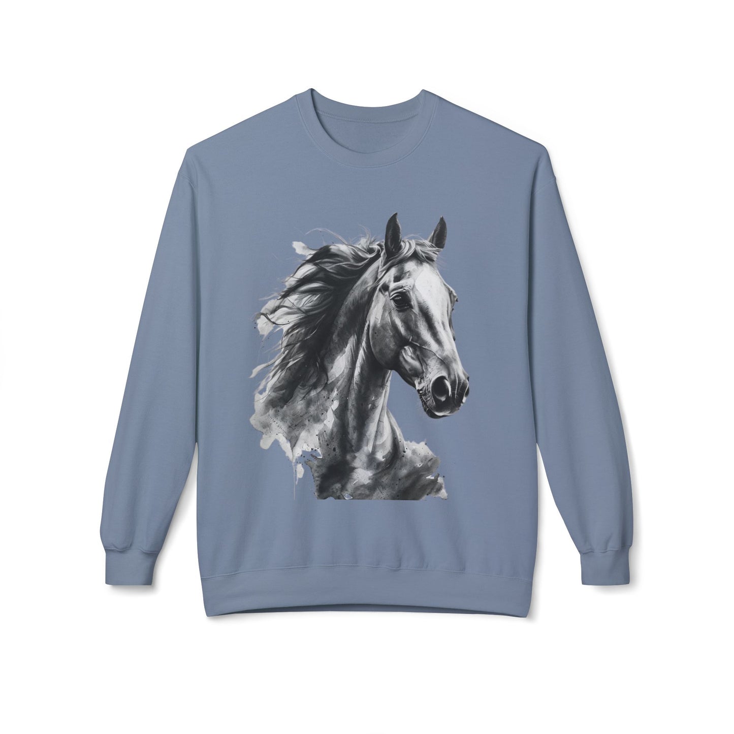 Horse Lover Sweatshirt Black and White Equestrian Art Pullover