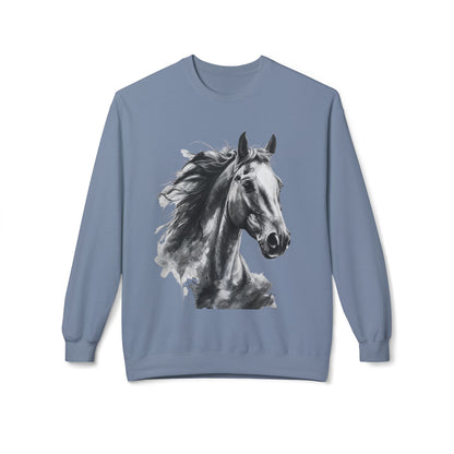 Horse Lover Sweatshirt Black and White Equestrian Art Pullover