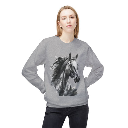 Horse Lover Sweatshirt Black and White Equestrian Art Pullover