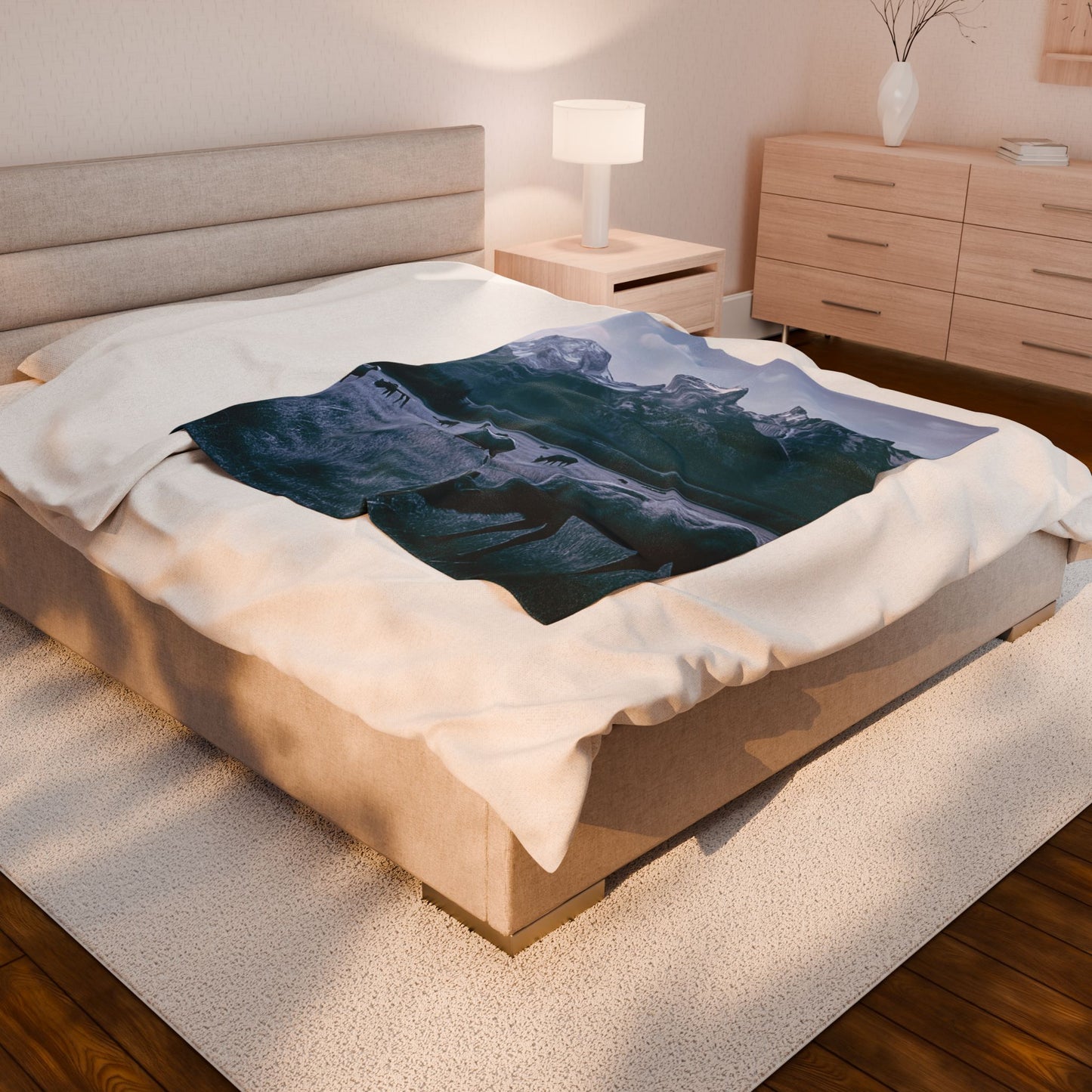 Rustic Elk Mountain Throw Blanket Wildlife Lodge Cabin Decor, Nature Scene Bed Cover, Elk Herd Western Gift  Velveteen Plush Blanket