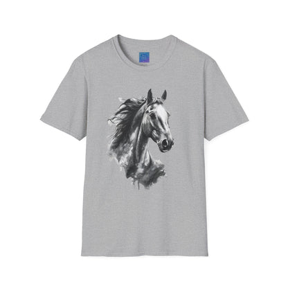 Black and White Horse Graphic T-Shirt Artistic Equestrian Tee