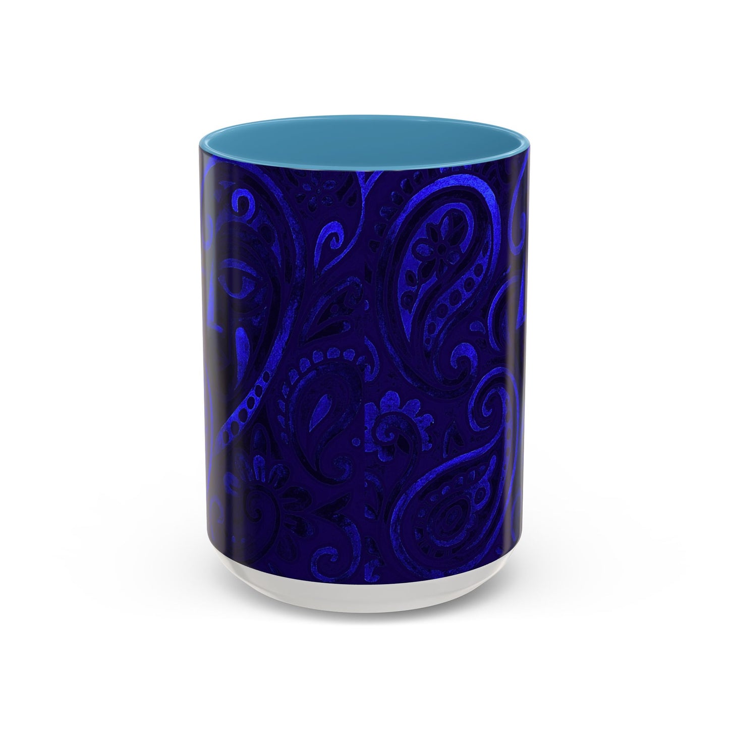 Blue Paisley Face Pattern Mug | Accent Coffee Mug