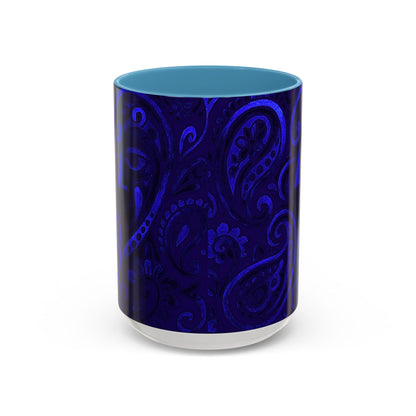 Blue Paisley Face Pattern Mug | Accent Coffee Mug